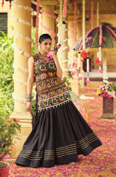 Lovely Black Rayon Ribbon Work Lehenga Choli For Navratri
